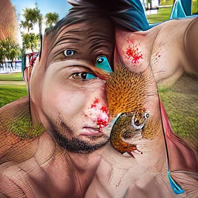 Florida Man Attacked by Squirrel in a Vibrant, Impasto Paint...