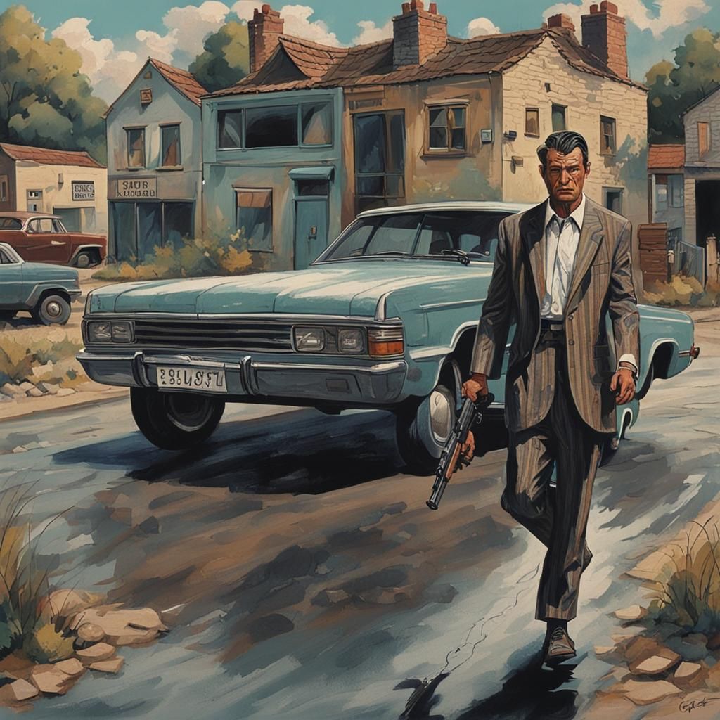 Gangster Silhouette in 90s Scenery