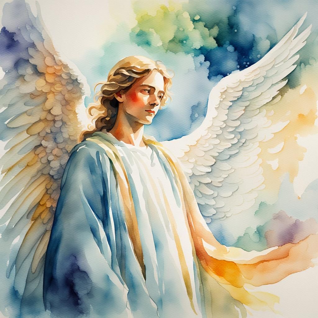 Serenely Radiant Archangel in Majestic Robe