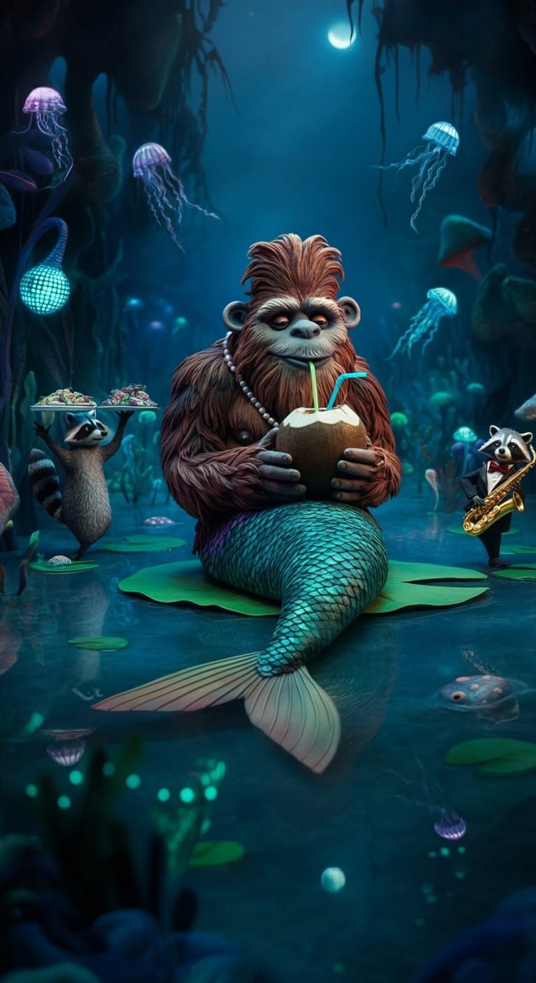 Surreal Mermaid-Sasquatch Surrenders to Chaos in Whimsical S...