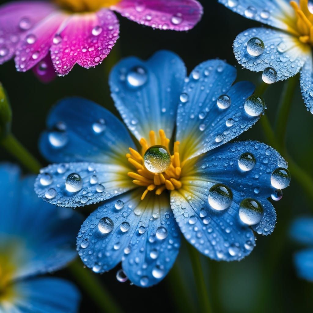 Glistening Geometric Shapes on a Flower Petal