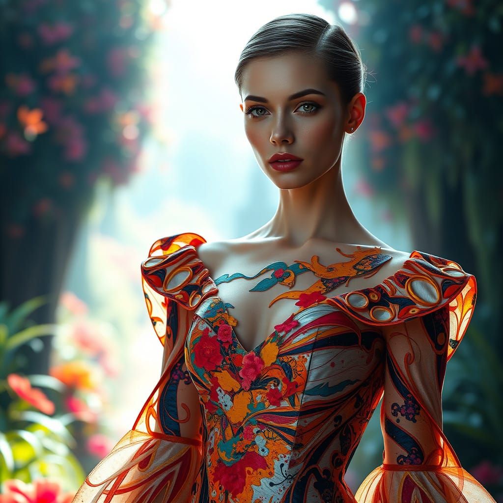 Surreal Ukrainian Model Portrait in Abstract Expressionist H...