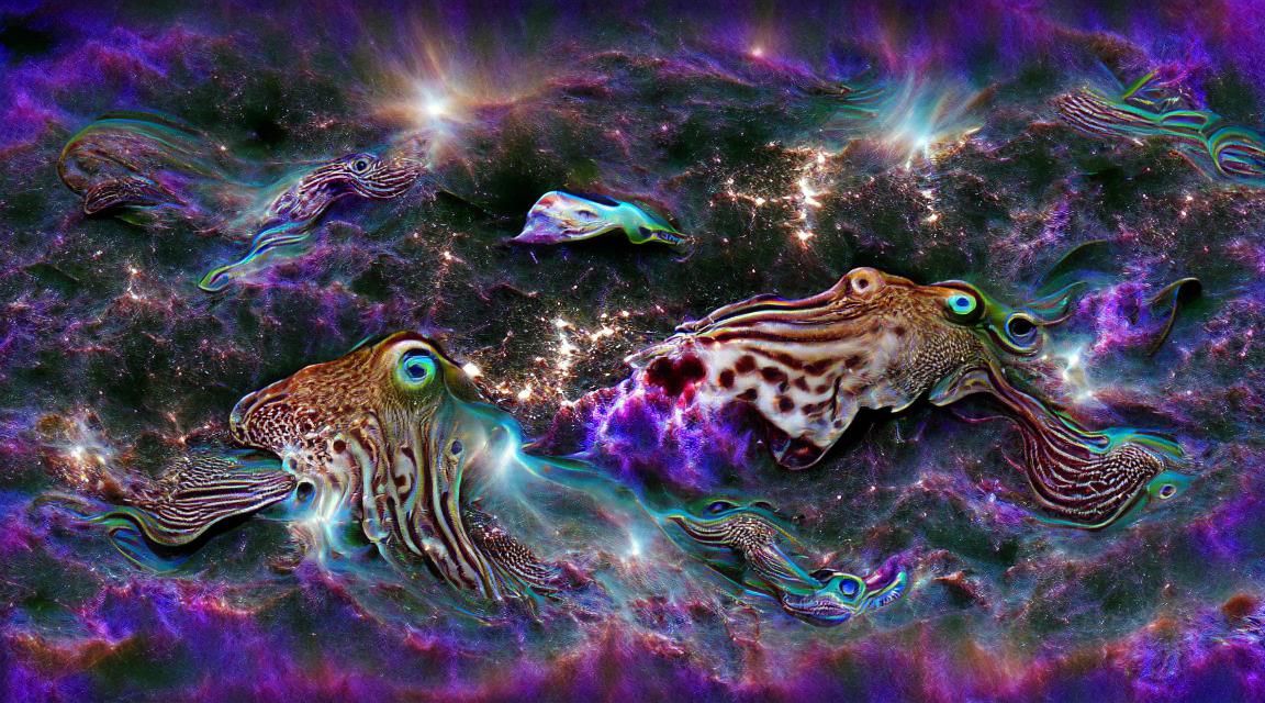 A Cosmic Cuttlefish Devours the Earth in a Sci-Fi Landscape