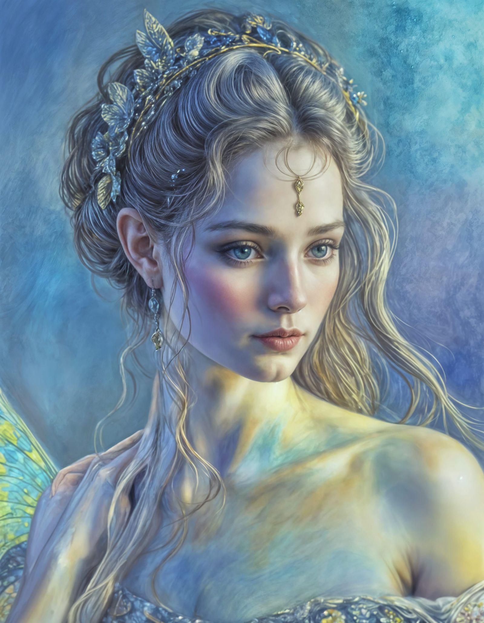 Fairy Queen in Art Nouveau Pastel Sketch Style