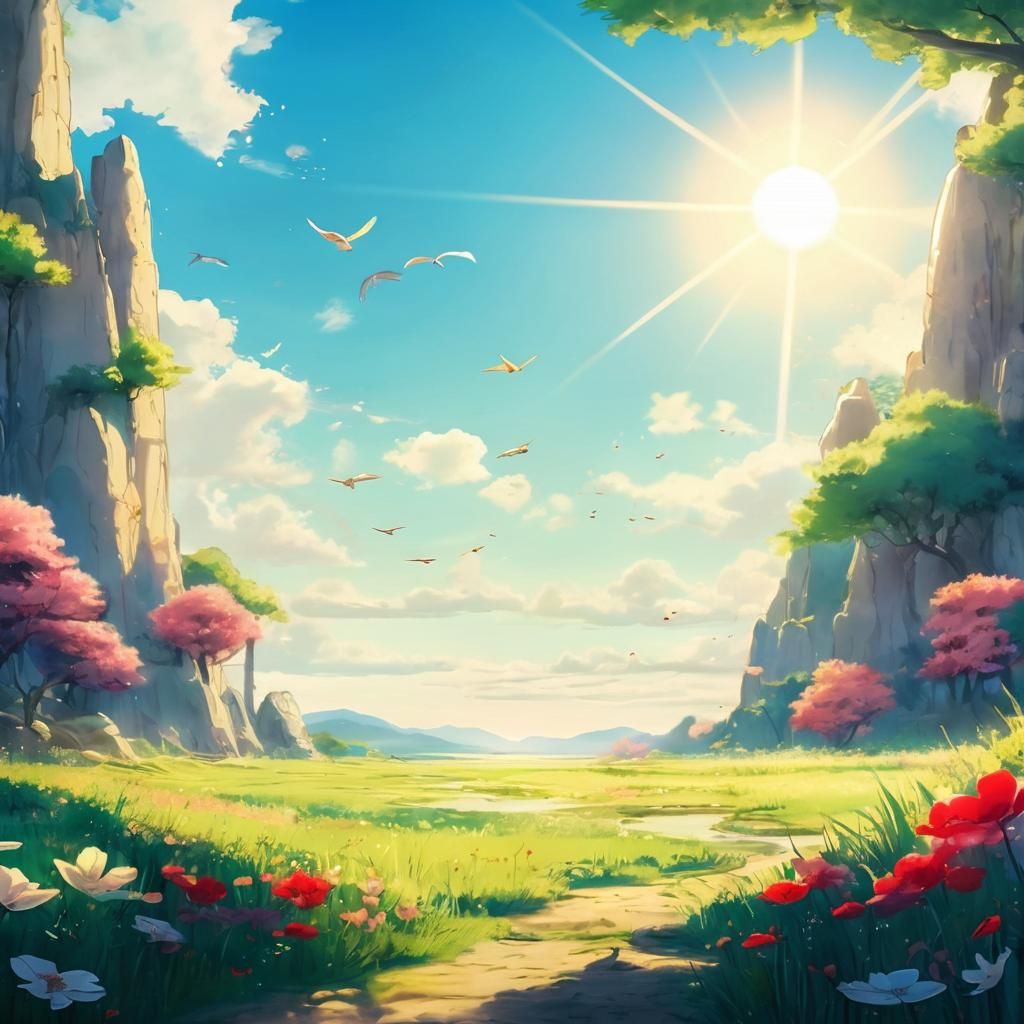 I'm daydreaming of a beautiful landscape in the manga style....