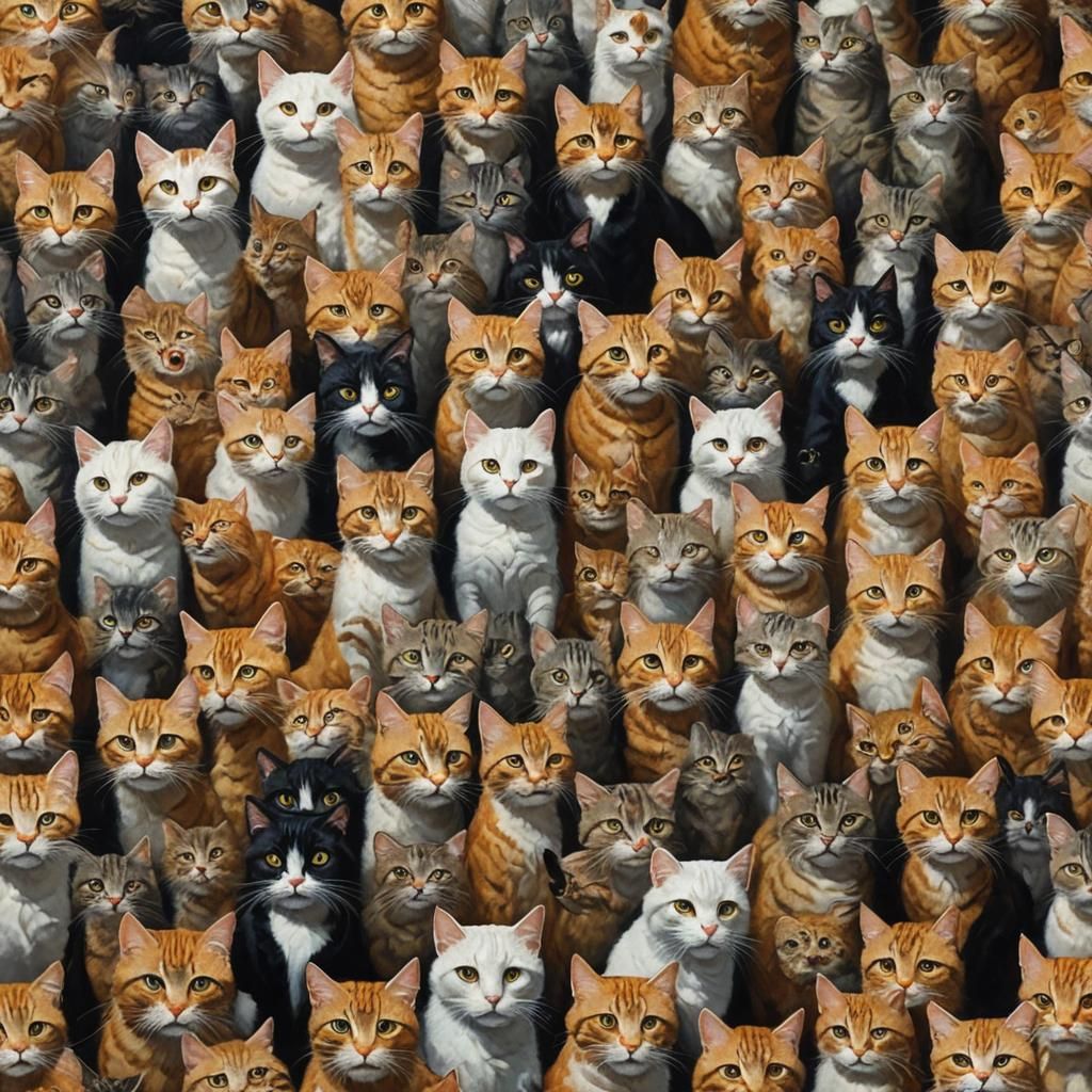 Whimsical Feline Masterpiece Inspired by Oil Painting Techni...