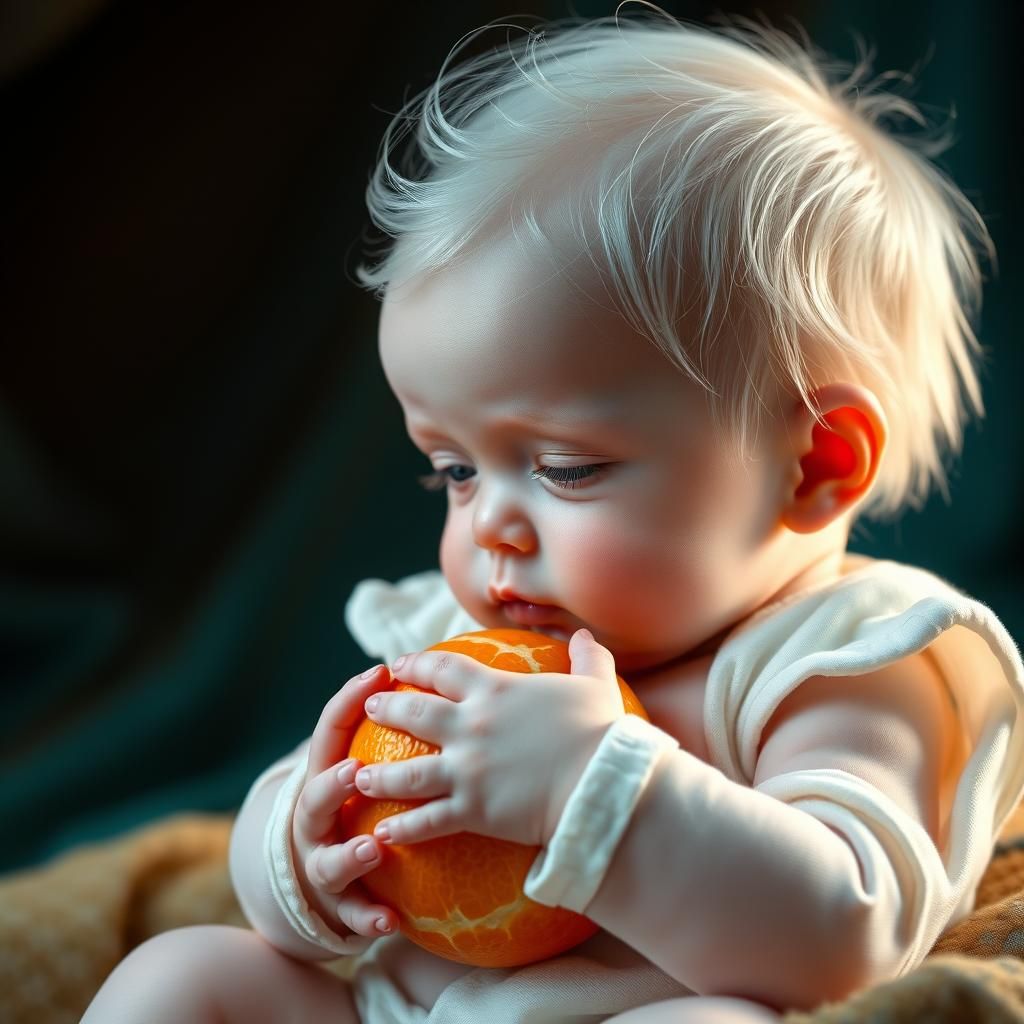 Enchanted Albino Baby in a Vibrant Wonderland