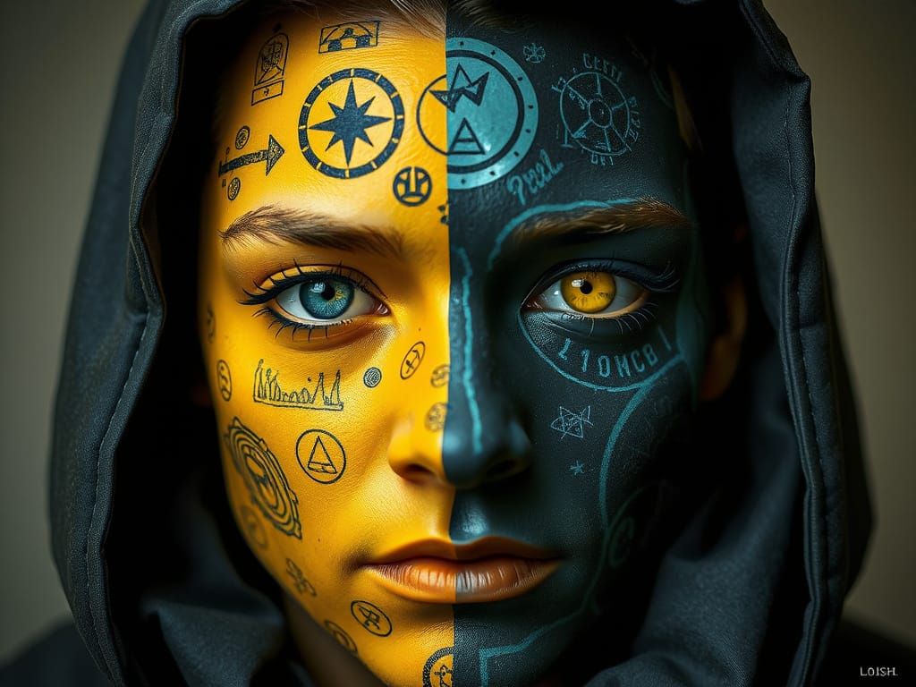 Futuristic Face with Intricate Patterns