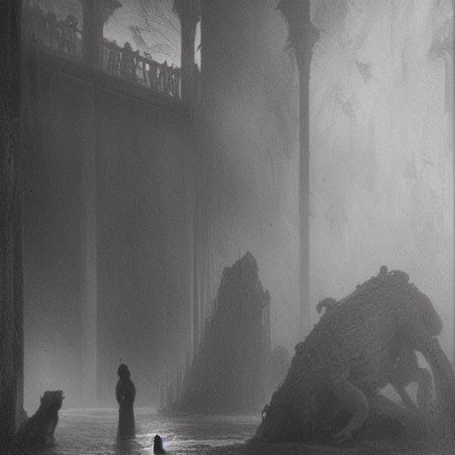 Mysterious Beings in an Eerie Landscape, in a Cyberpunk Aest...