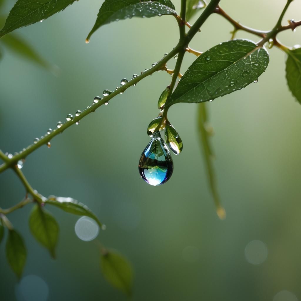Vibrant Water Droplet in Hyper-Realistic Digital Art