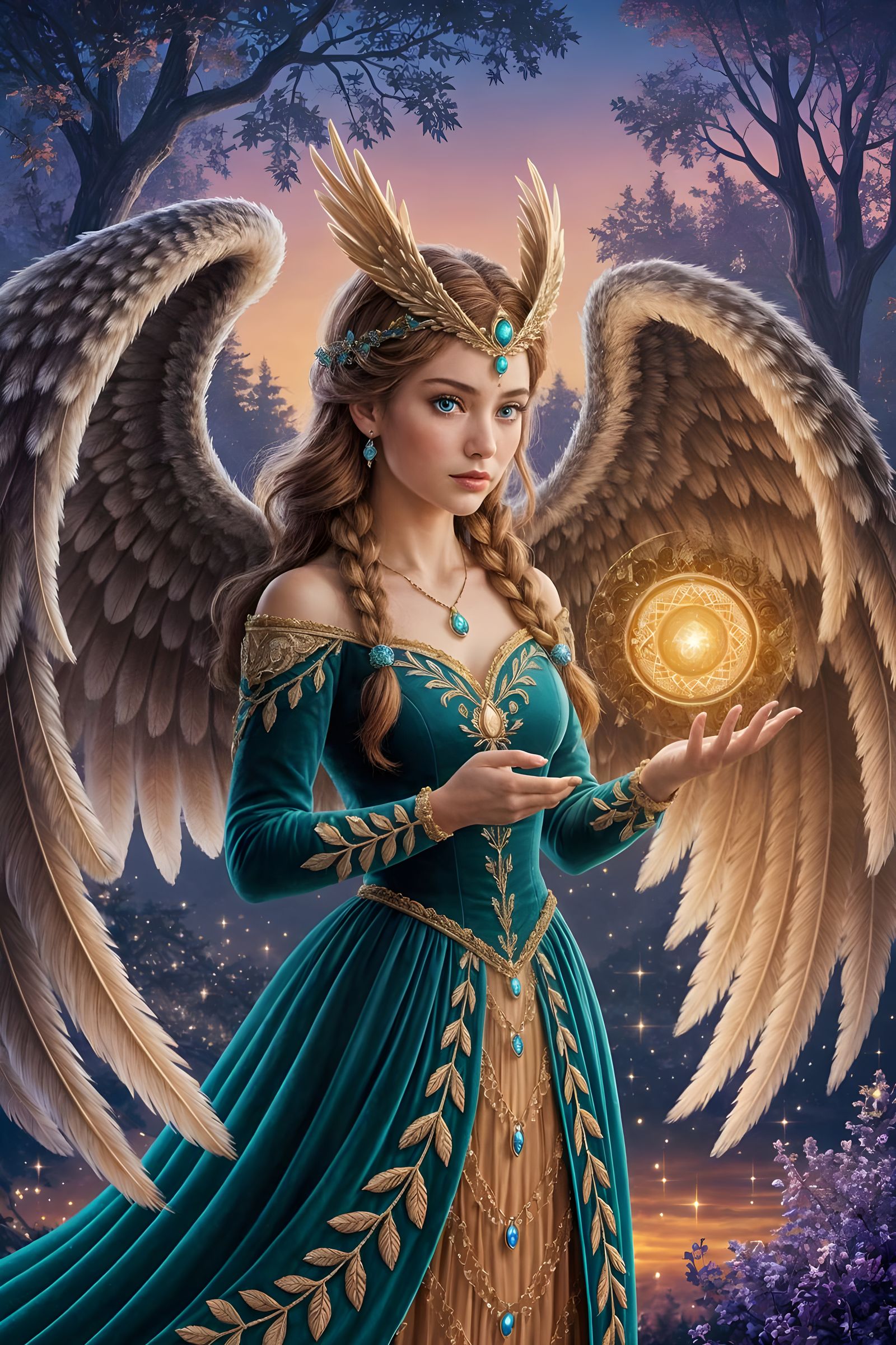 Majestic Owl Princess in Fantasy Regalia