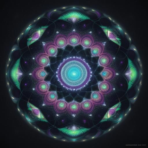 Swirling Dot Cluster in Vibrant Surrealist Art