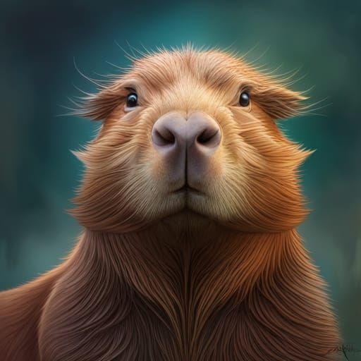 Capybara Portrait in Vibrant Triadic Colors