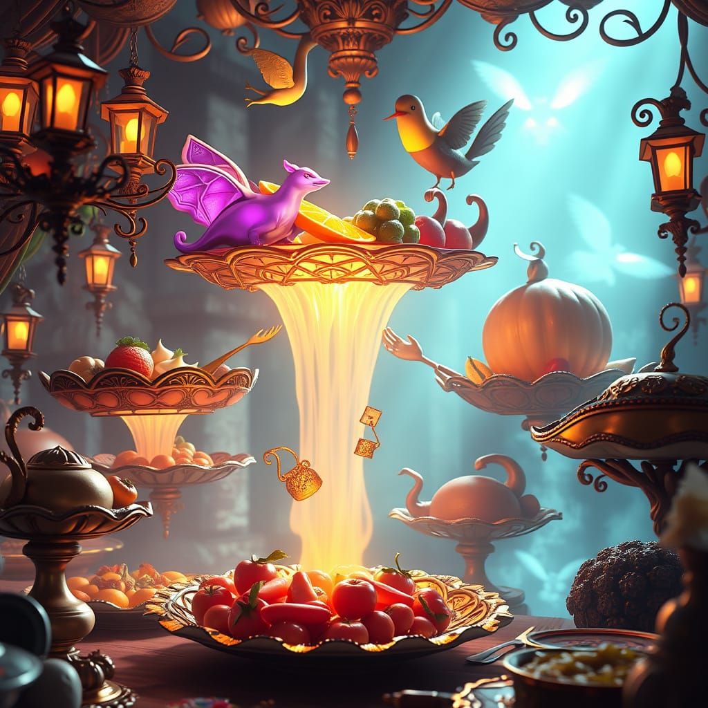 Mystical Levitating Dishes in Jewel Tones