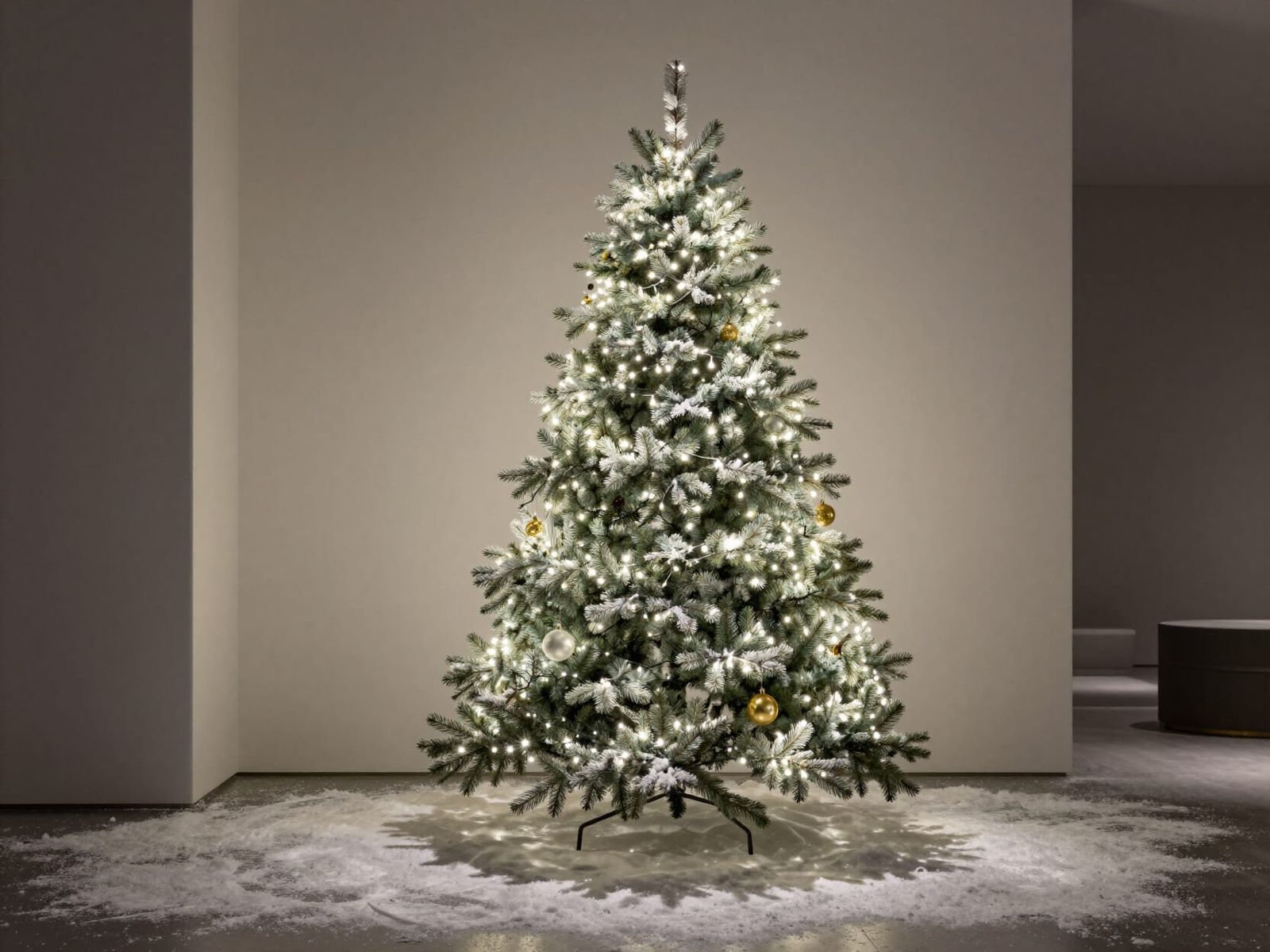 Elegant Minimalist Christmas Tree with White Lights in Moder...