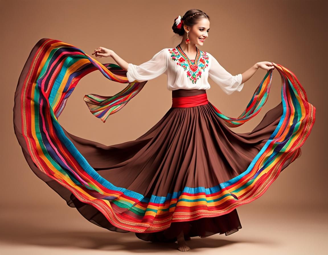 Elegant Dancer in Vibrant Fiesta Attire