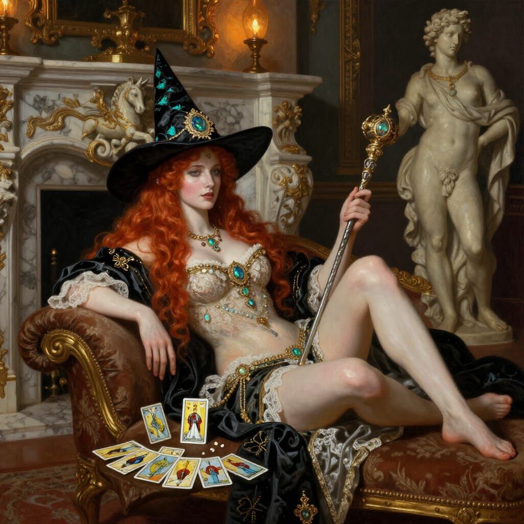 Redhead Empress with Opal Hat and Scepter