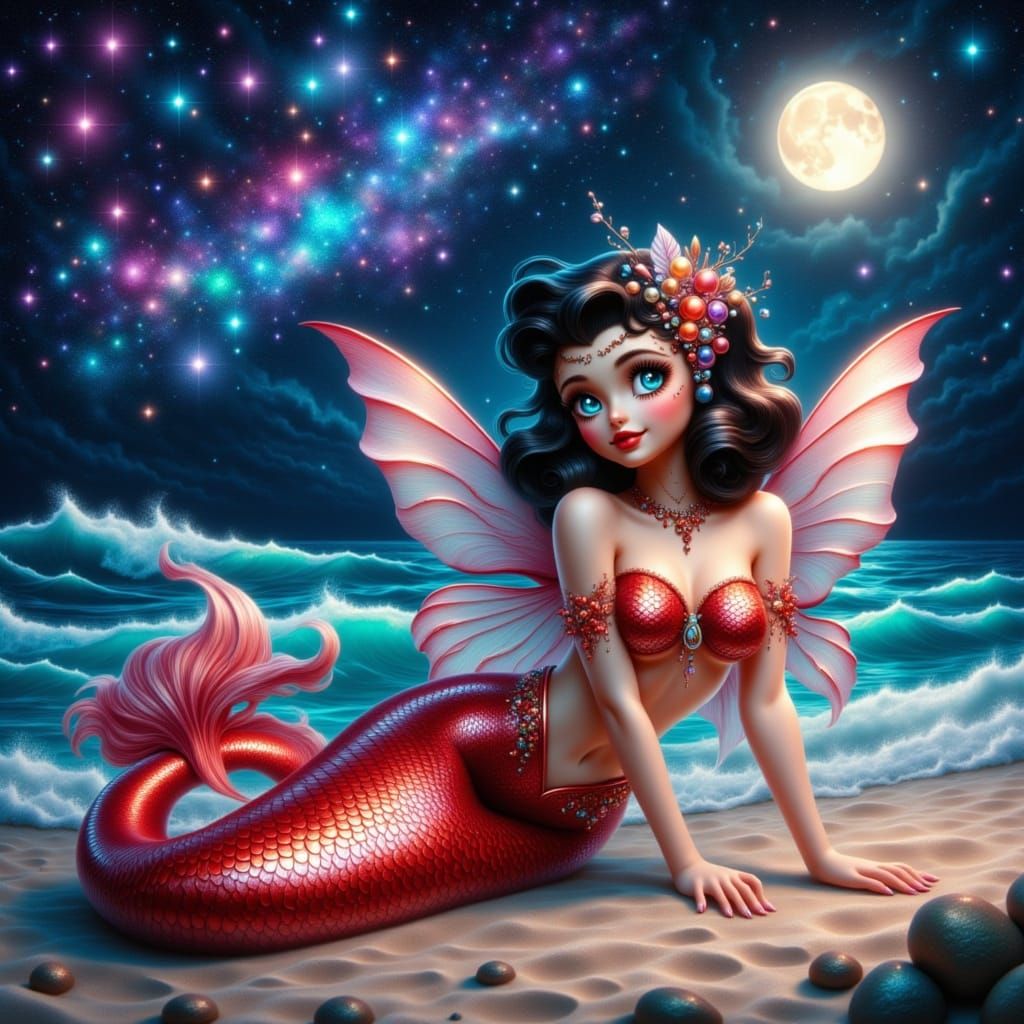 Betty Boop as a  mermaid