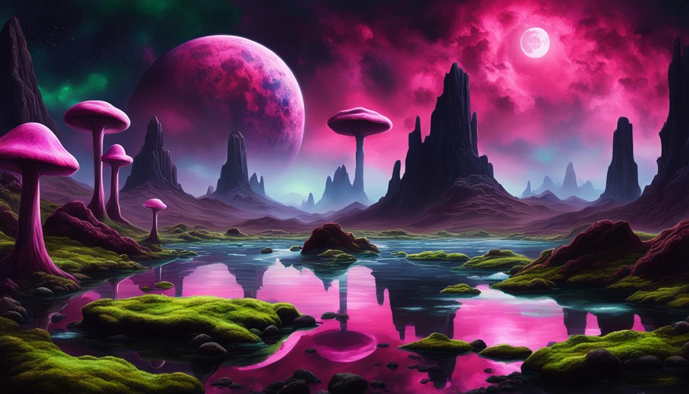 Mysterious Alien World in Moody Watercolors