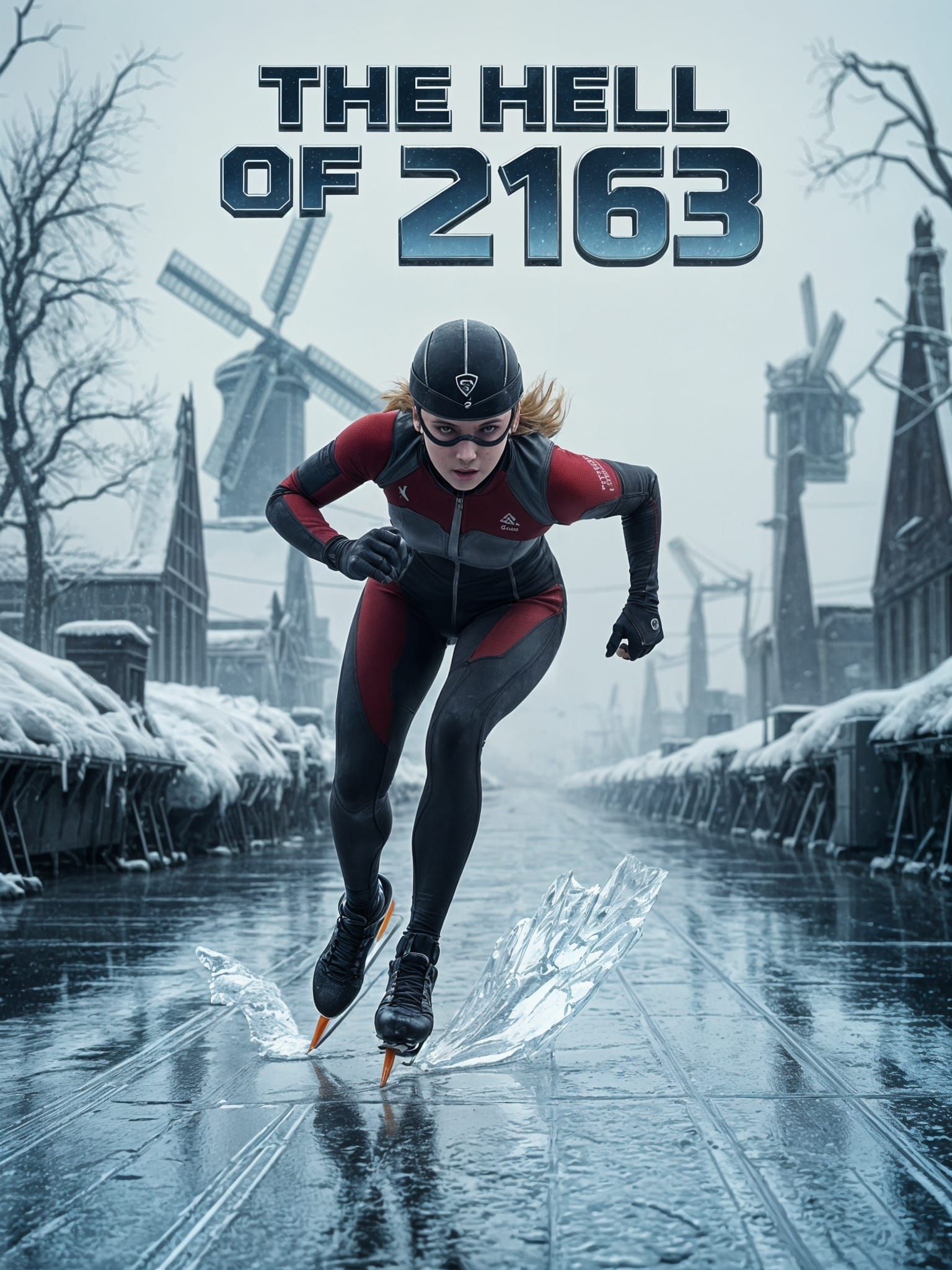 Glamorous Female Athlete Speeds Through Post Apocalyptic Win...