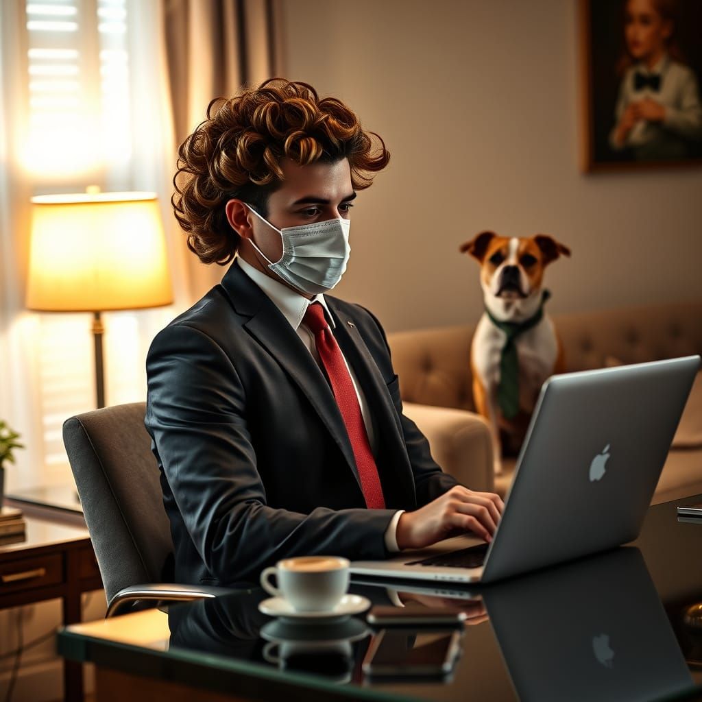 Relatable Work-from-Home Moment in Photorealistic Detail