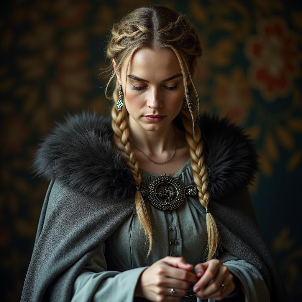 Medieval Lithuanian Goddess of Fate in Luxurious Regalia