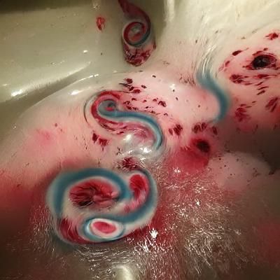 Bubbles and cotton candy swirls in blood