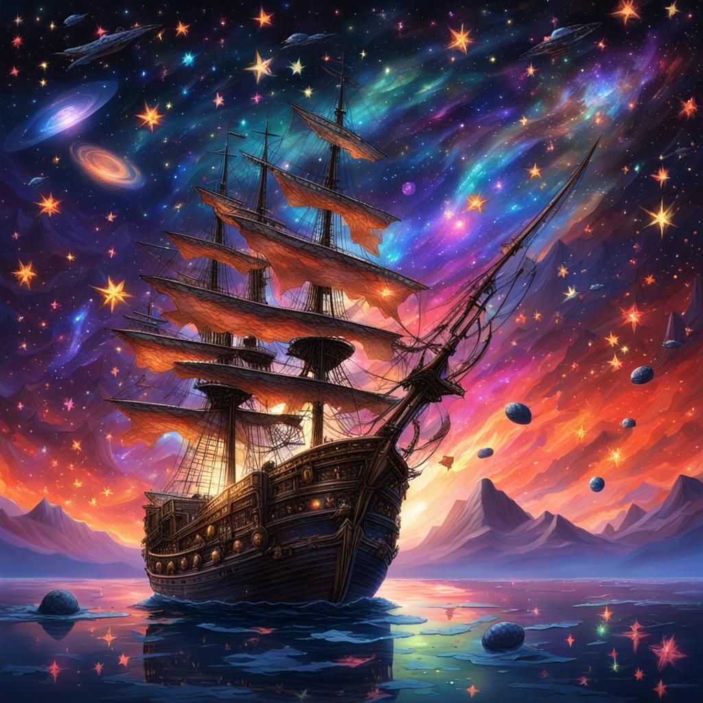 Sailing Galleon Embarks on a Celestial Voyage