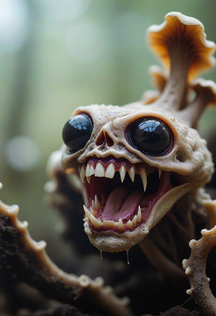 Eerie Screaming Fungus Macro Photography