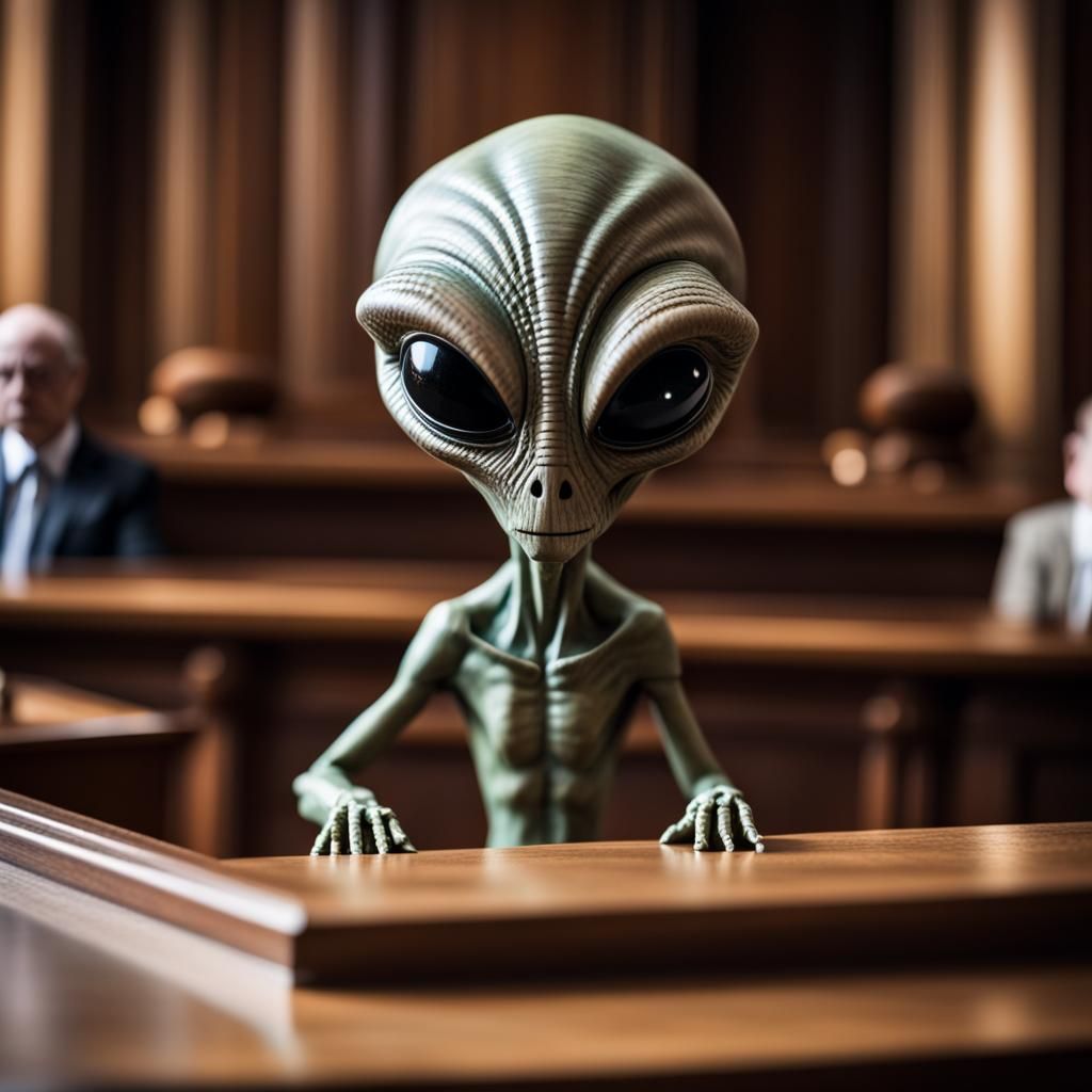 Ethereal Judge in Antique Courtroom