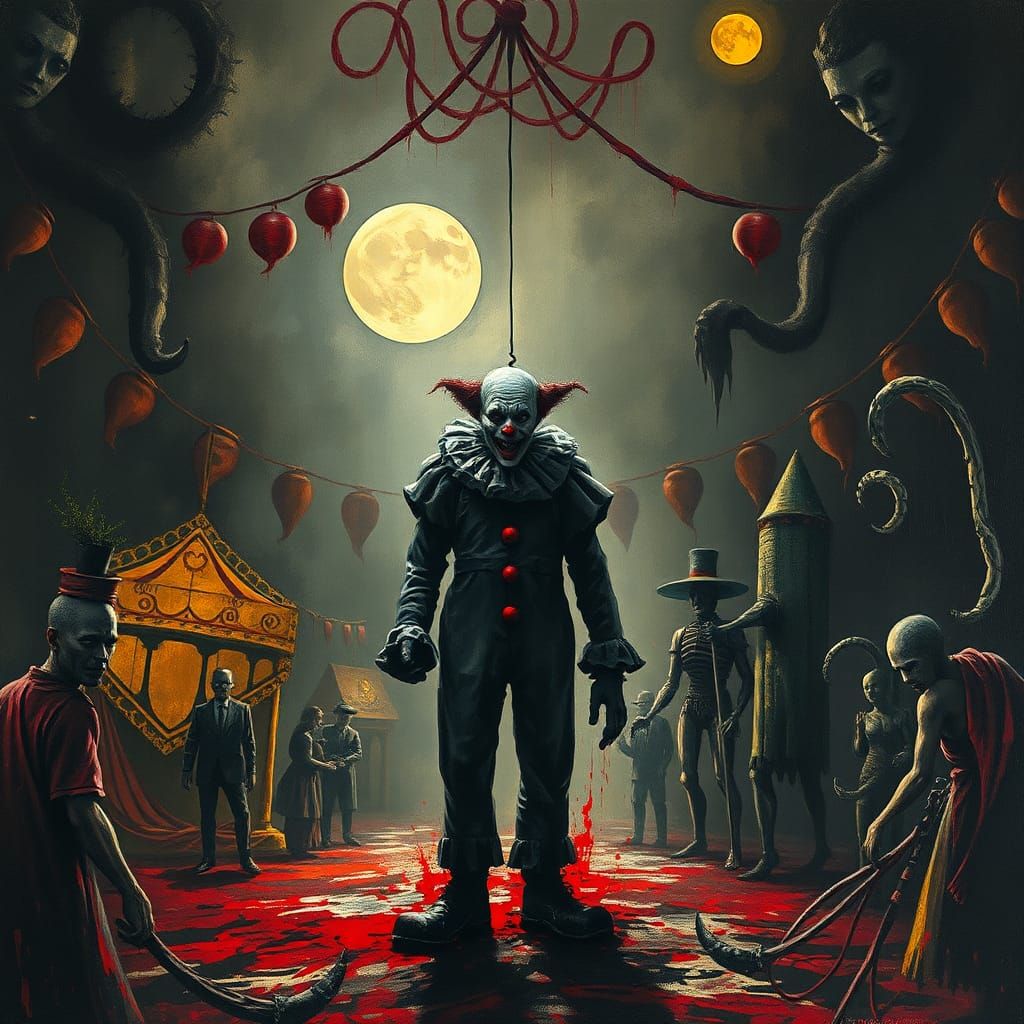 Eerie Surrealist Circus Scene in the Style of Otto Dix