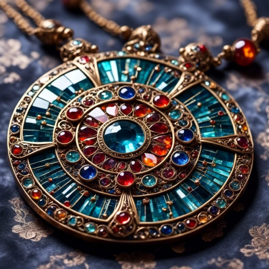 Vibrant Art Deco Glass Mosaic Necklace