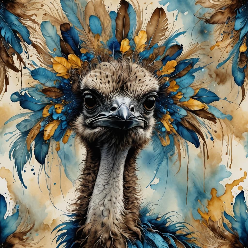 Majestic Ostrich in Vibrant Plumage
