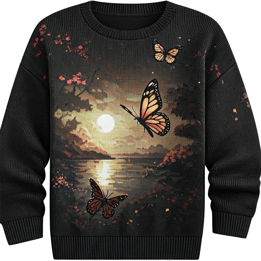Ethereal Butterflies Adorn Japanese-Inspired Sweater in Whim...