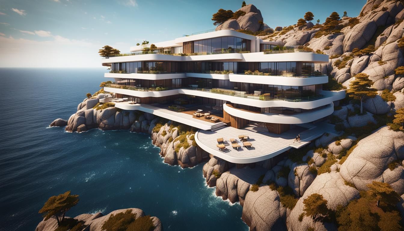 Luxurious Cliffside Villa in Epic 3D Game Style