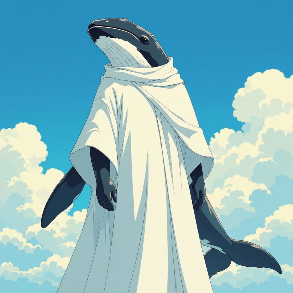 Whale Man in a Flowing Robe, Animated Style