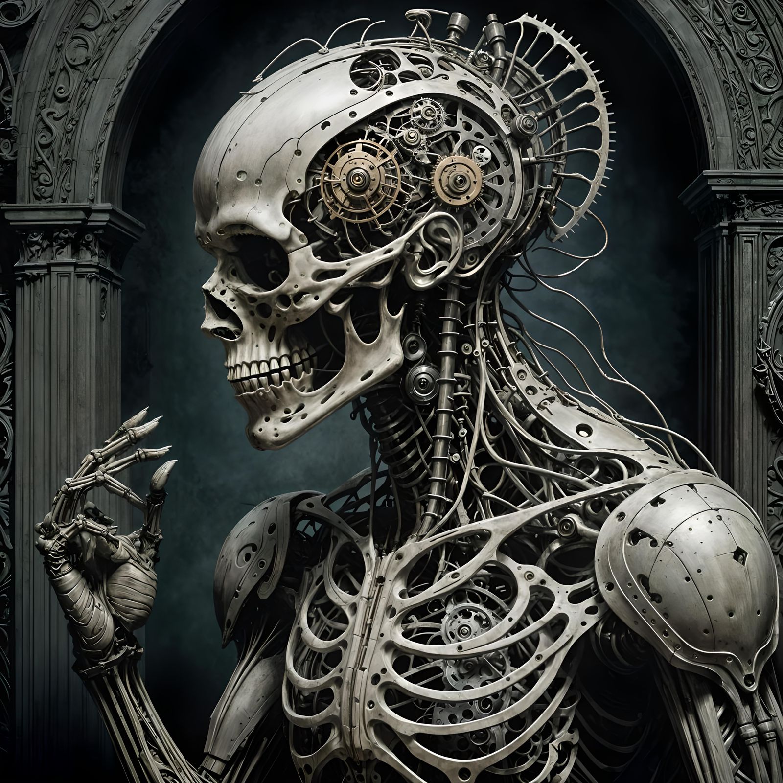 Biomechanical Human Anatomies in Dark Fantasy Art