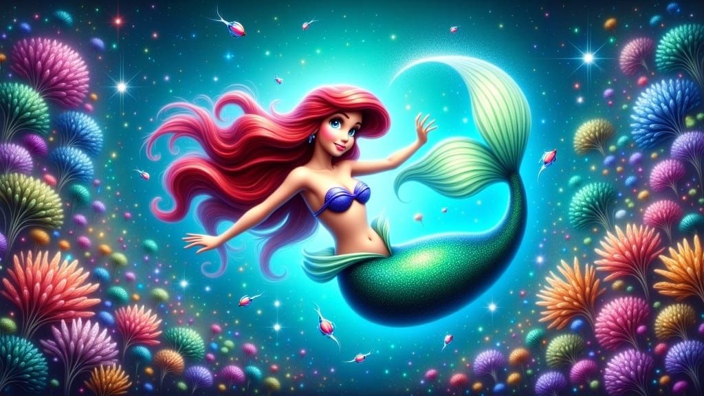 Disney's Ariel Shines in Vibrant Underwater World with Celes...