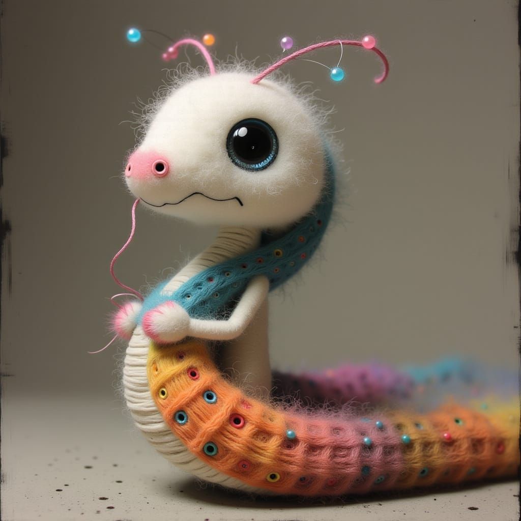 Yarn Snake in Storybook Illustration Style