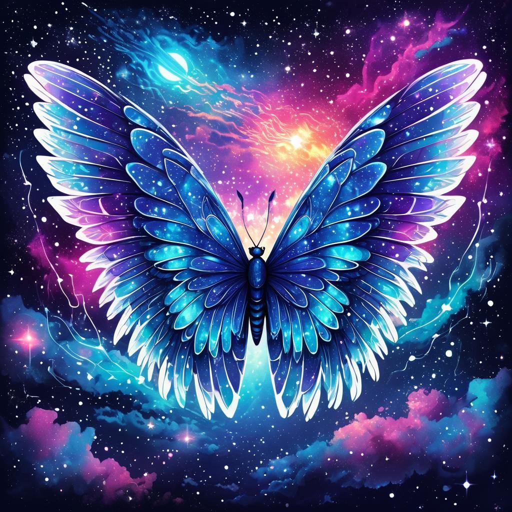 Galactic Fairy Wings in Electric Dreamscape Art