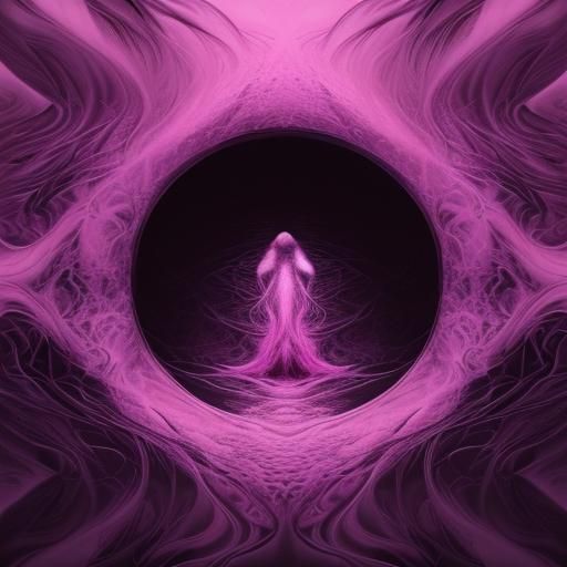 Surreal Liminal Space in Monochromatic Pink Psychedelic Art