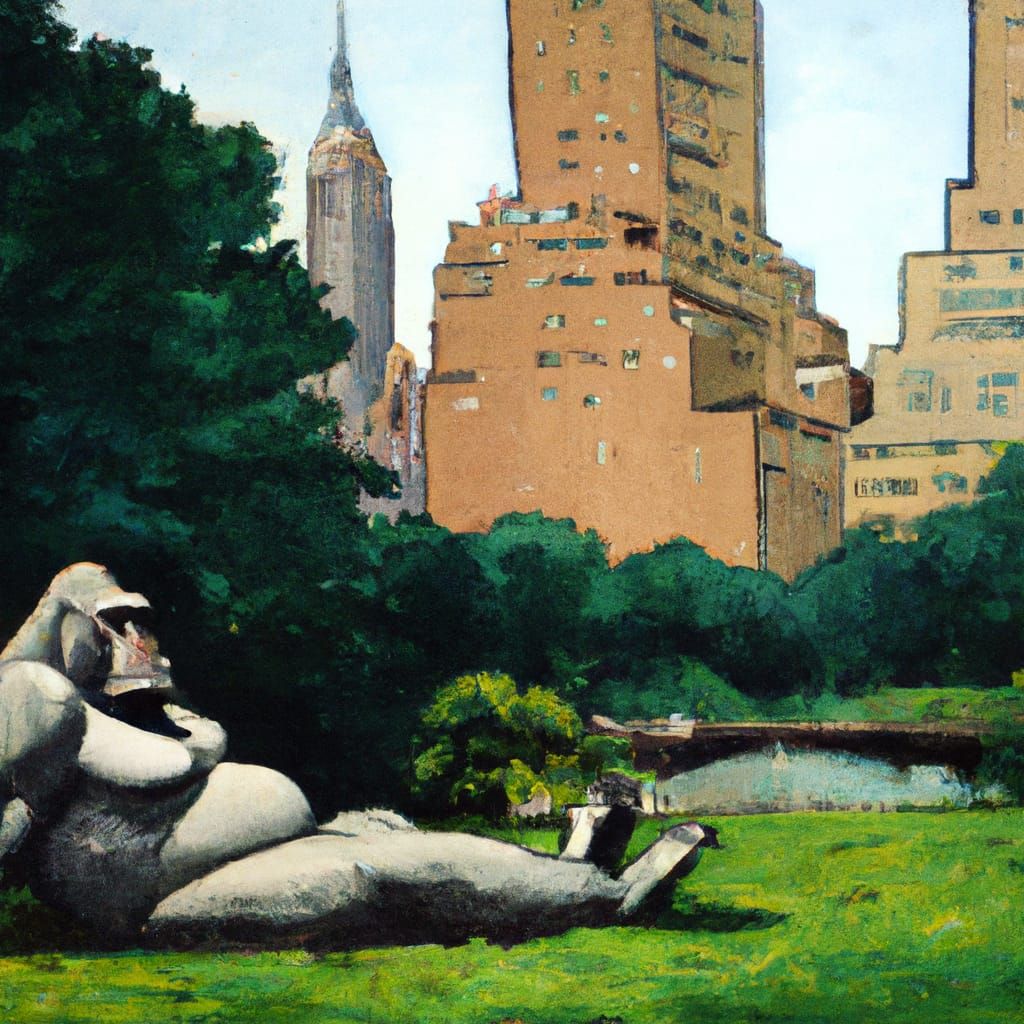 King Kong in Central Park, Hopper Style