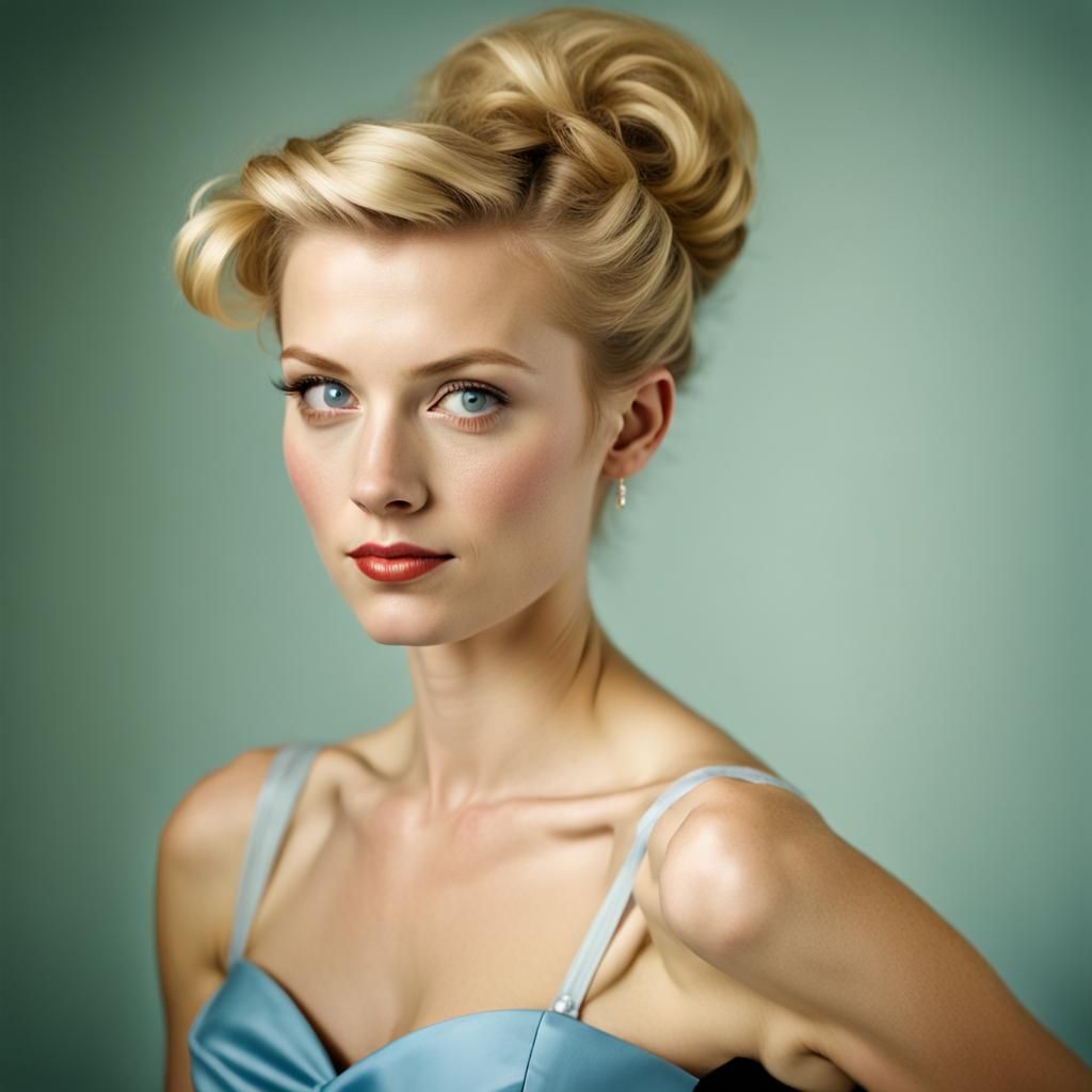 Alluring 1950s Siren in Close-Up Portrait