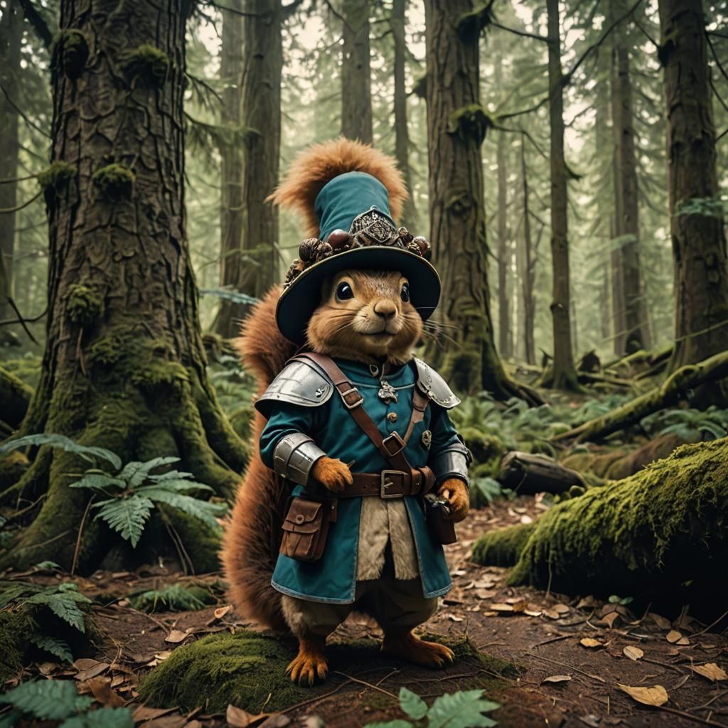 Epic Squirrel Folk Guardian in Forest Splendor