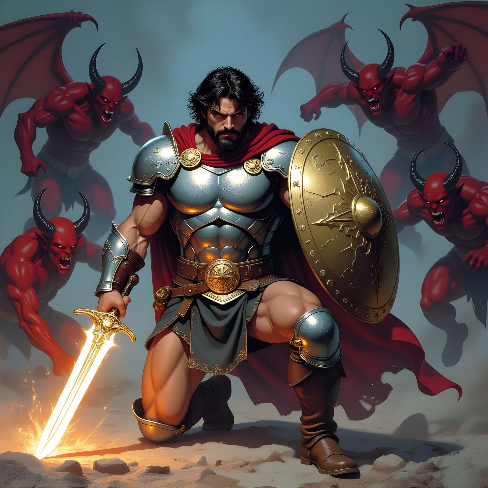 Warrior of Faith Fighting Demons