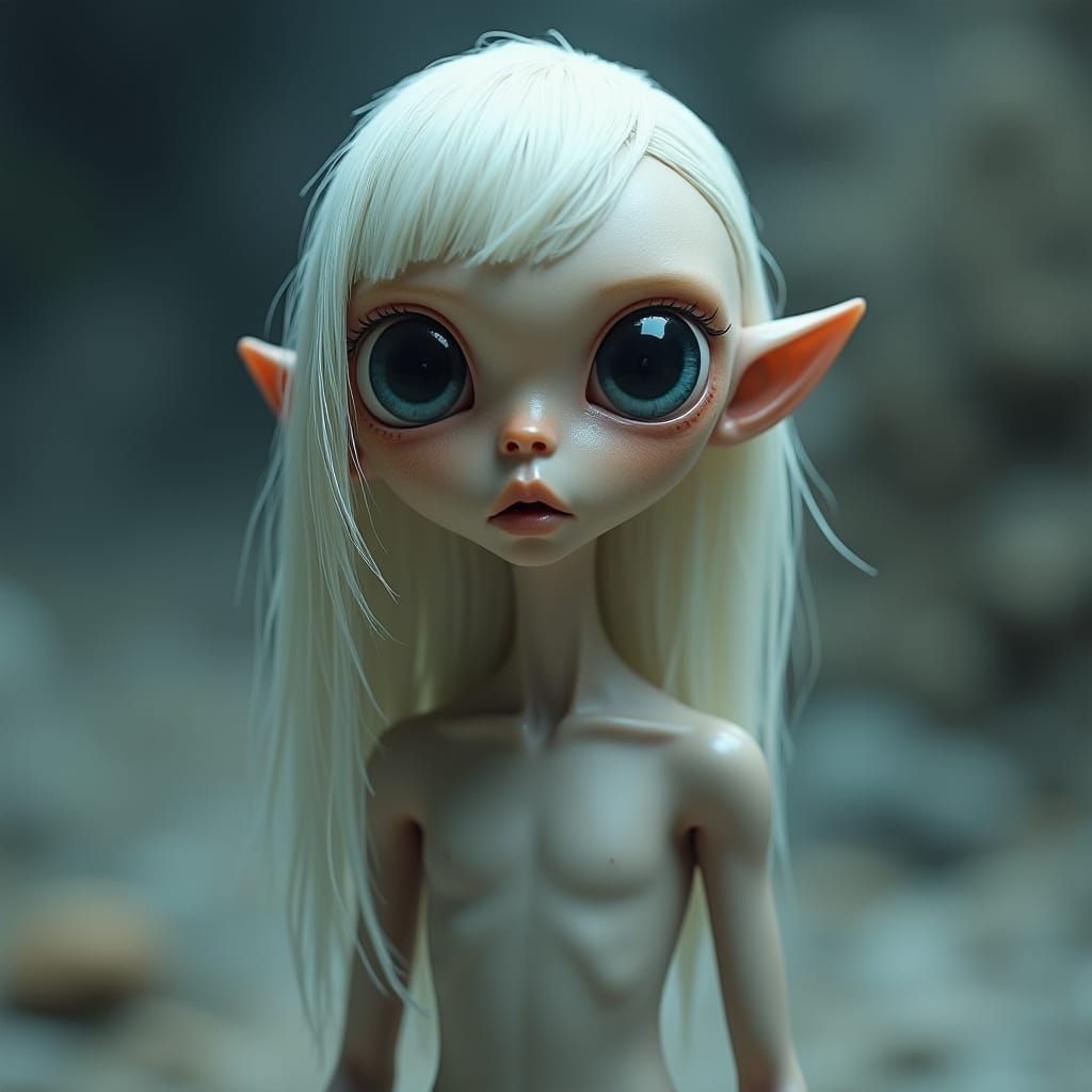 Ethereal Alien Hybrid Frozen in Terror