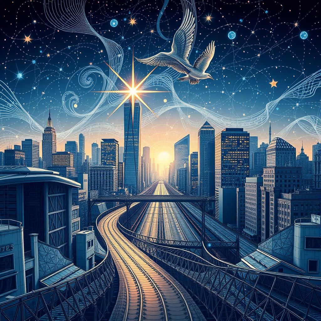 Cosmic Cityscape in Cyberpunk Style