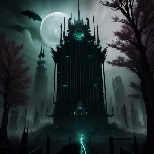 Moonlit Metropolis in Dark Cyberpunk Decay