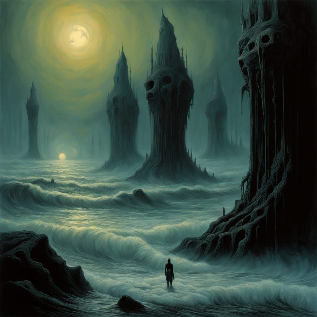 Mysterious Kelpie Emerge from Turbulent Ocean in Ethereal St...