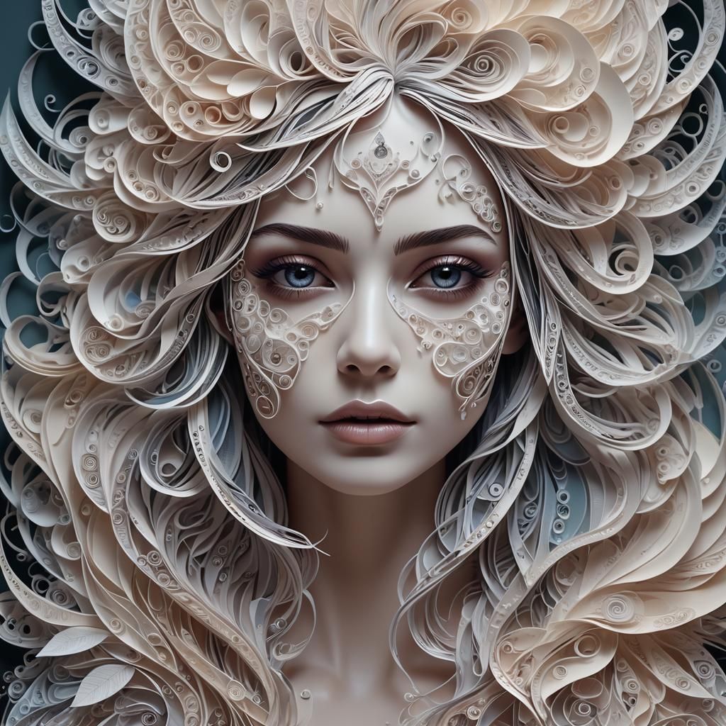 Shimmering Quilled Maiden in Ethereal Whirlwind
